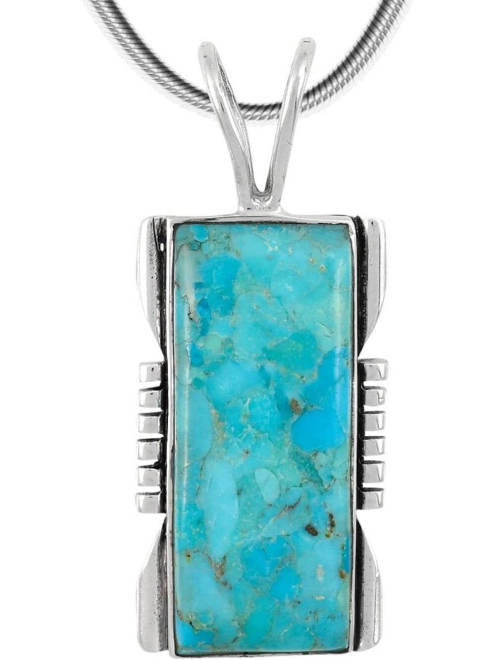 Stunning Turquoise Pendant Necklace 20" | Sterling Silver 925 | Genuine